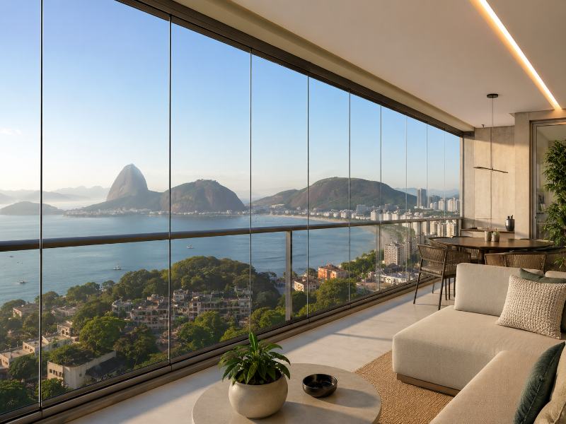 Cortina de Vidro Premium sem Roldanas